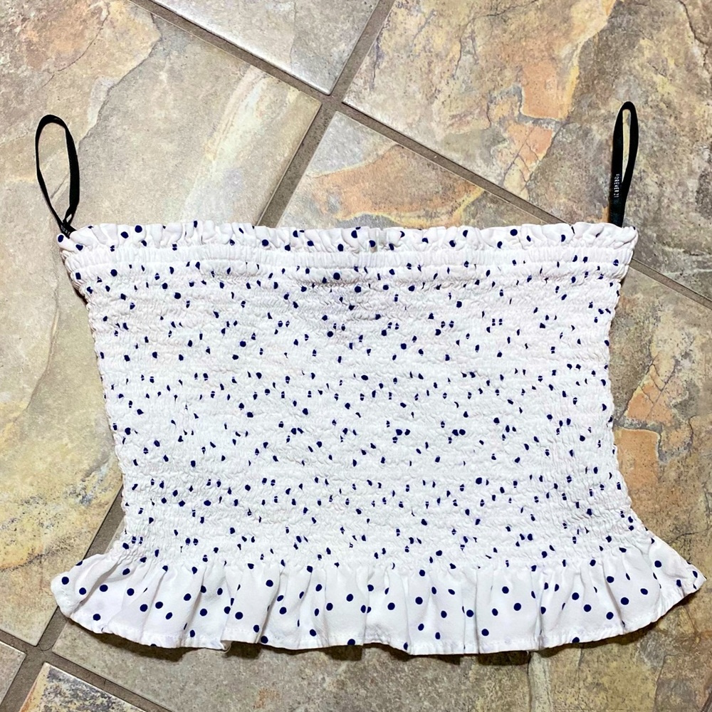 Forever 21 navy and white dotted tube top